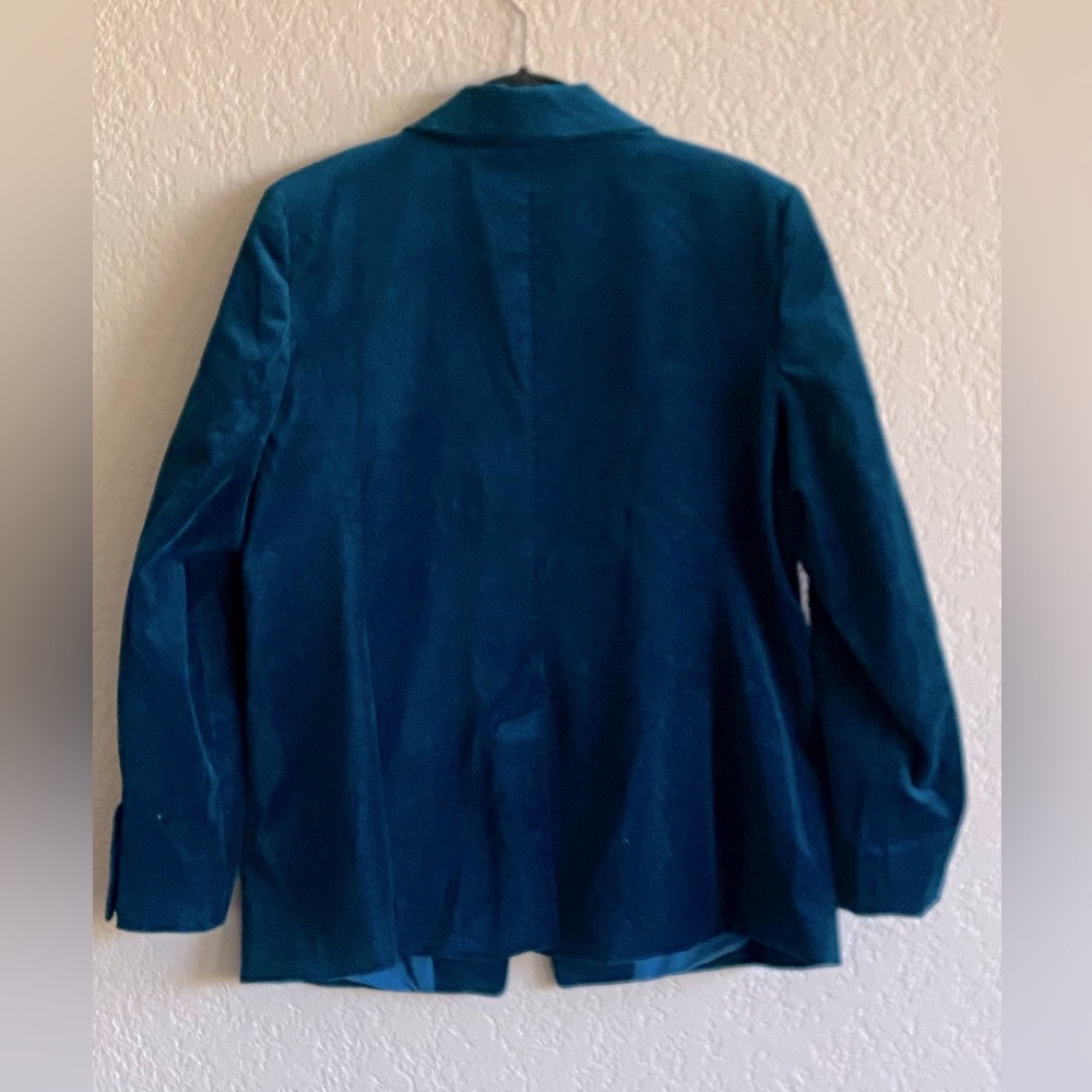LOFT Teal Velvet Blazer Size 14 NWOT - Picture 2 of 8